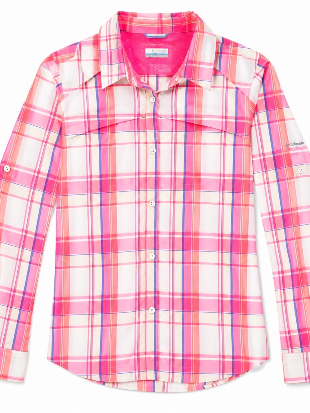 Columbia Women's Pink Plaid Performance Button-Down Shirt